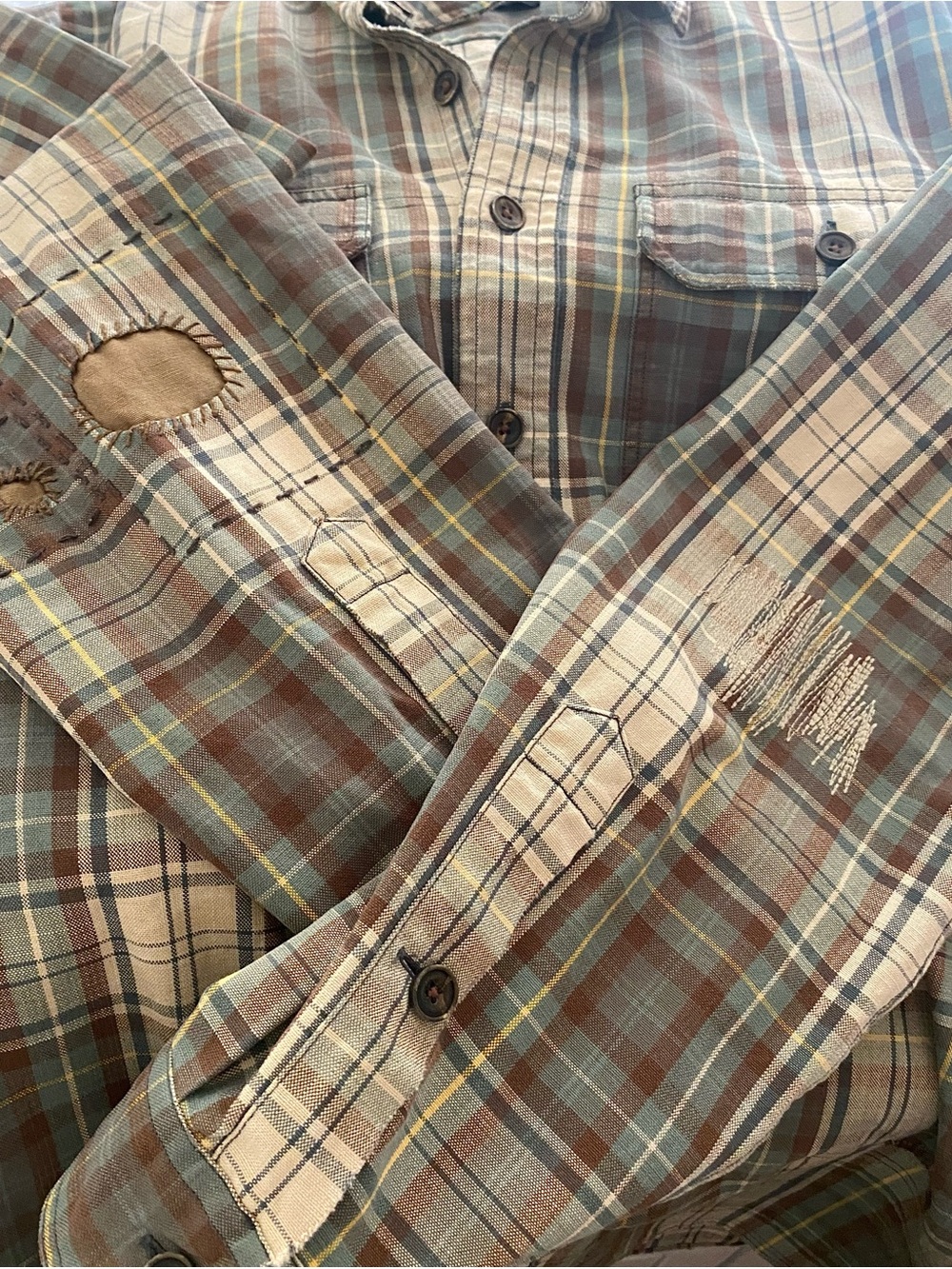 RRL Repaired Plaid Twill Work-shirt XL - Picture 6 of 13